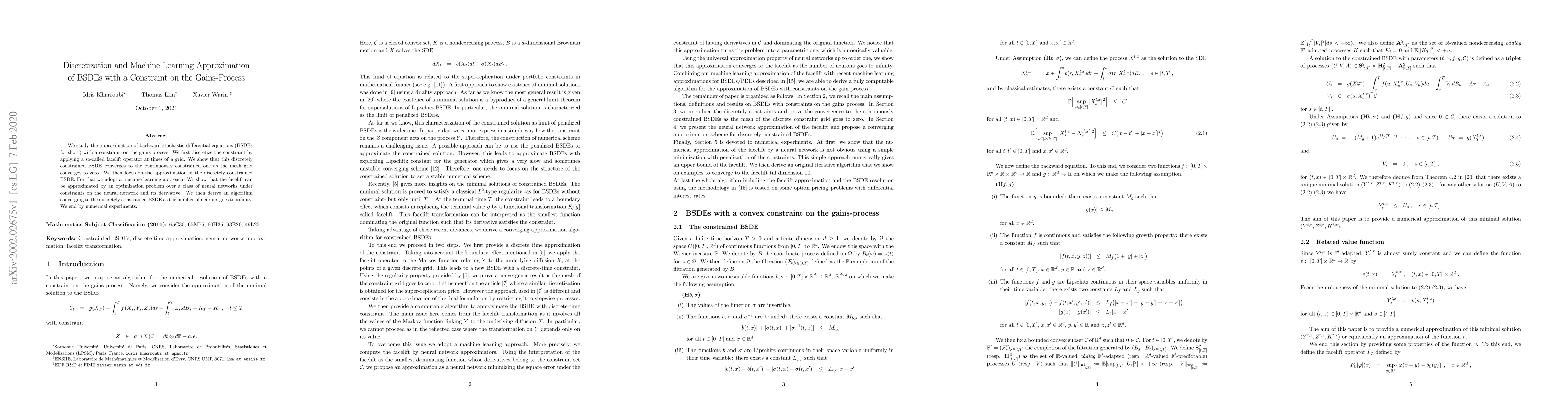 Thumbnail for Discretization and Machine Learning Approximation of BSDEs with a
  Constraint on the Gains-Process
