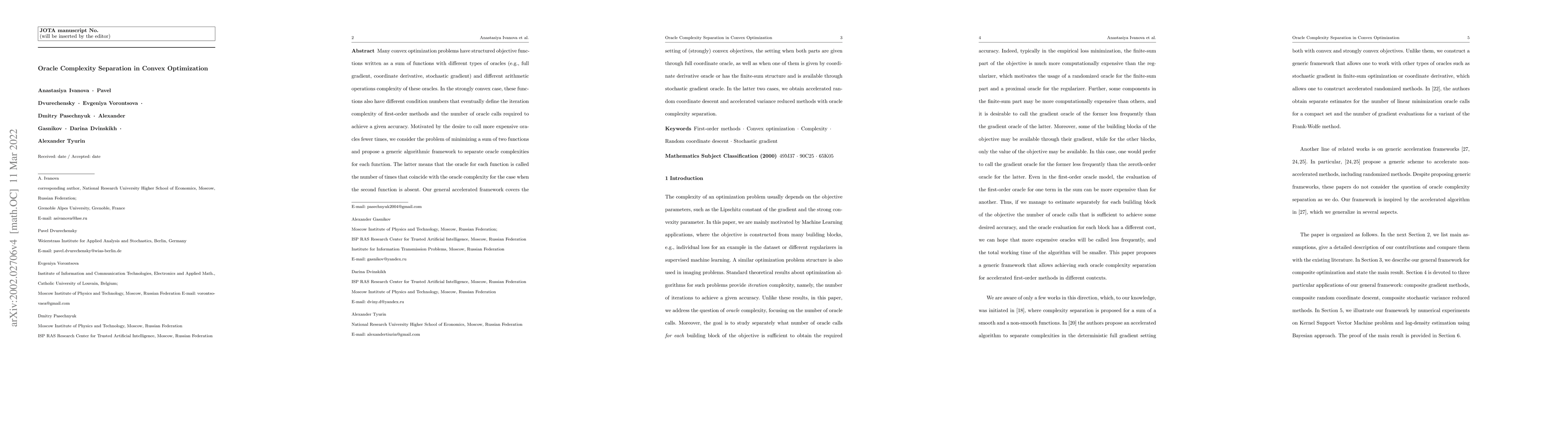 Thumbnail for Oracle Complexity Separation in Convex Optimization