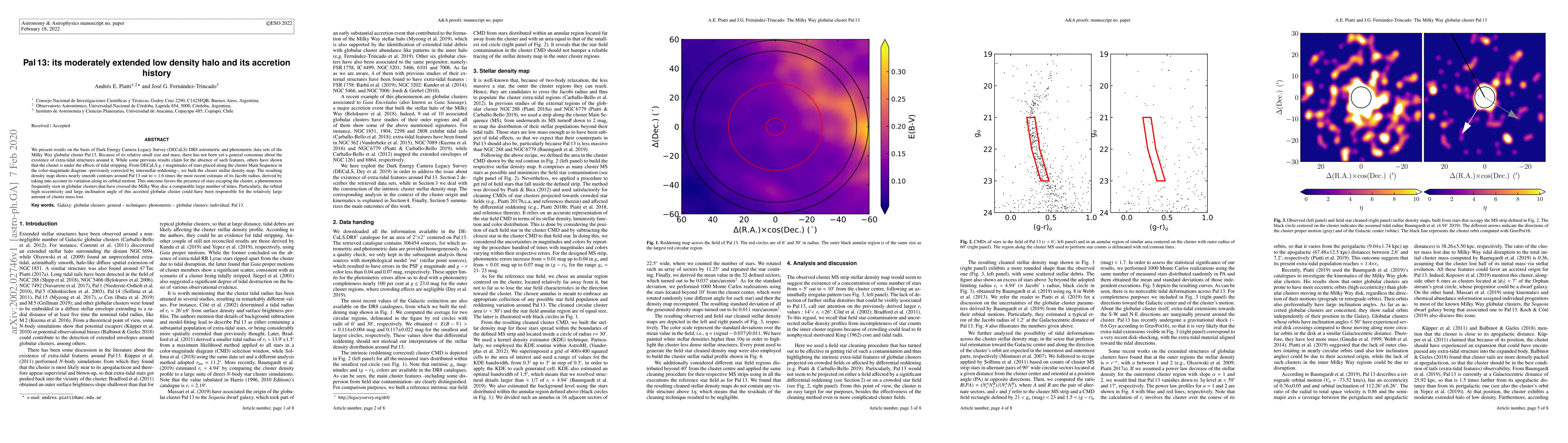 Thumbnail for Pal 13: its moderately extended low density halo and its accretion
  history