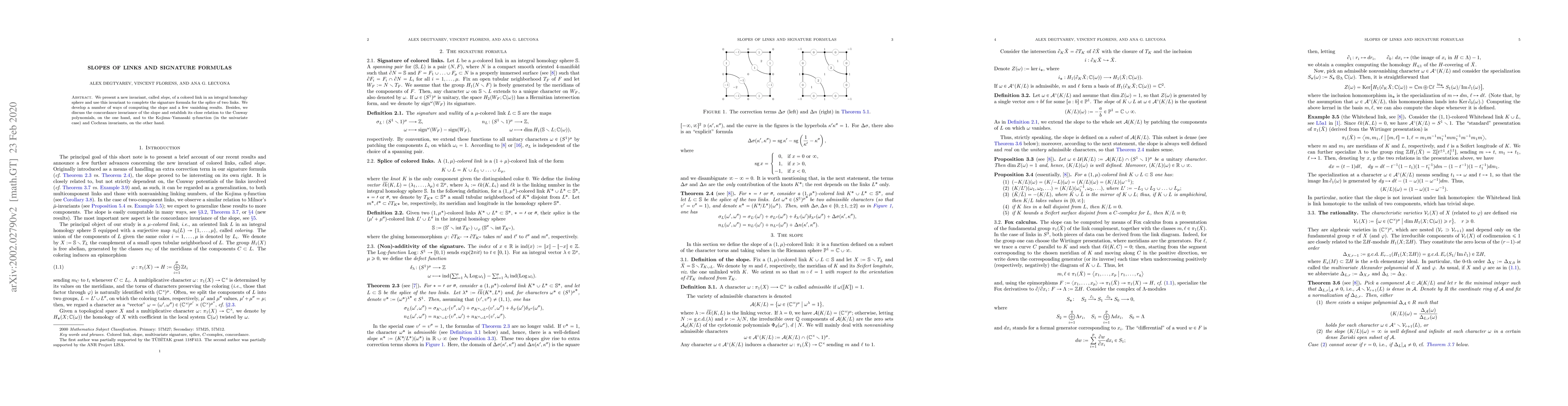 Thumbnail for Slopes of links and signature formulas