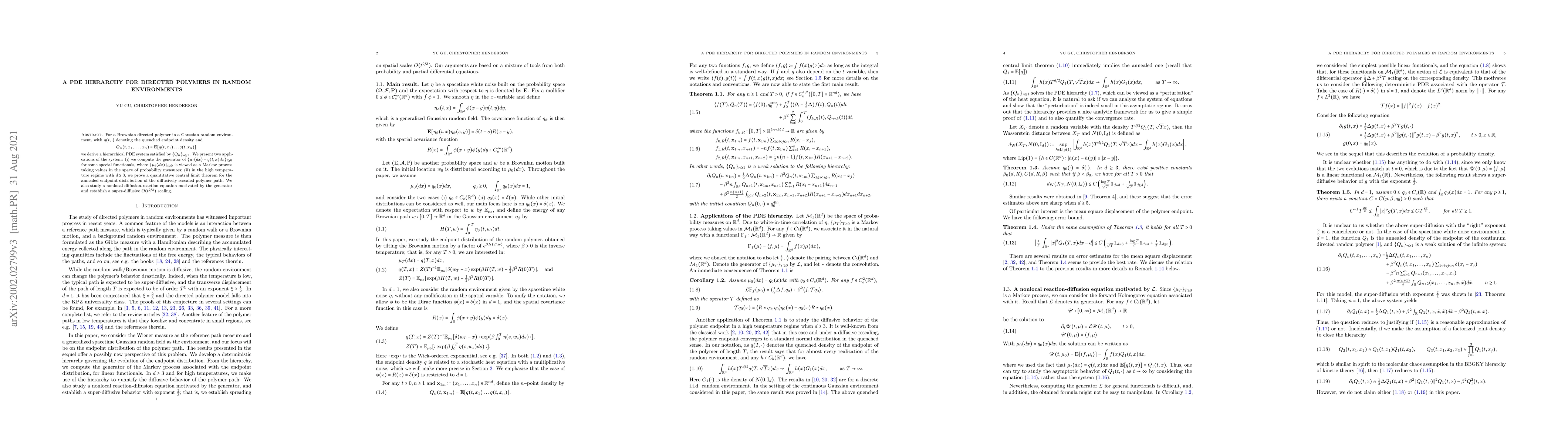 Thumbnail for A PDE hierarchy for directed polymers in random environments