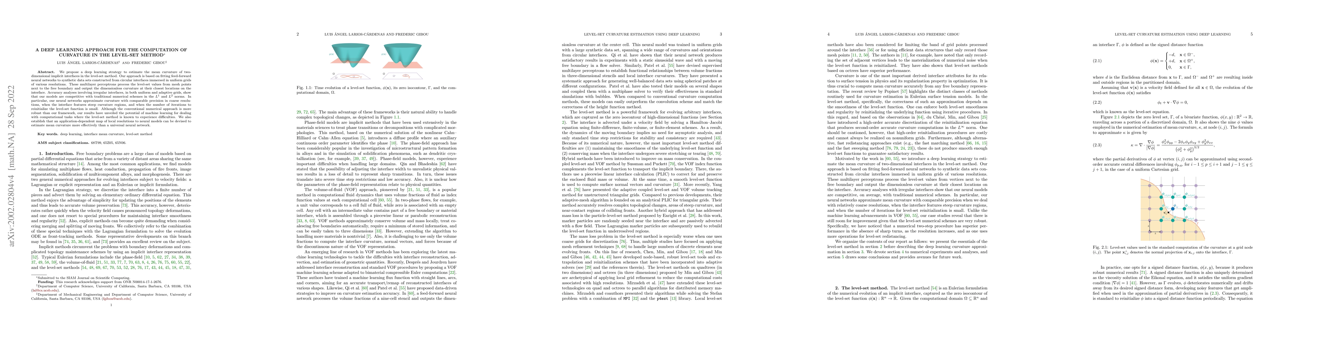 Thumbnail for A deep learning approach for the computation of curvature in the
  level-set method