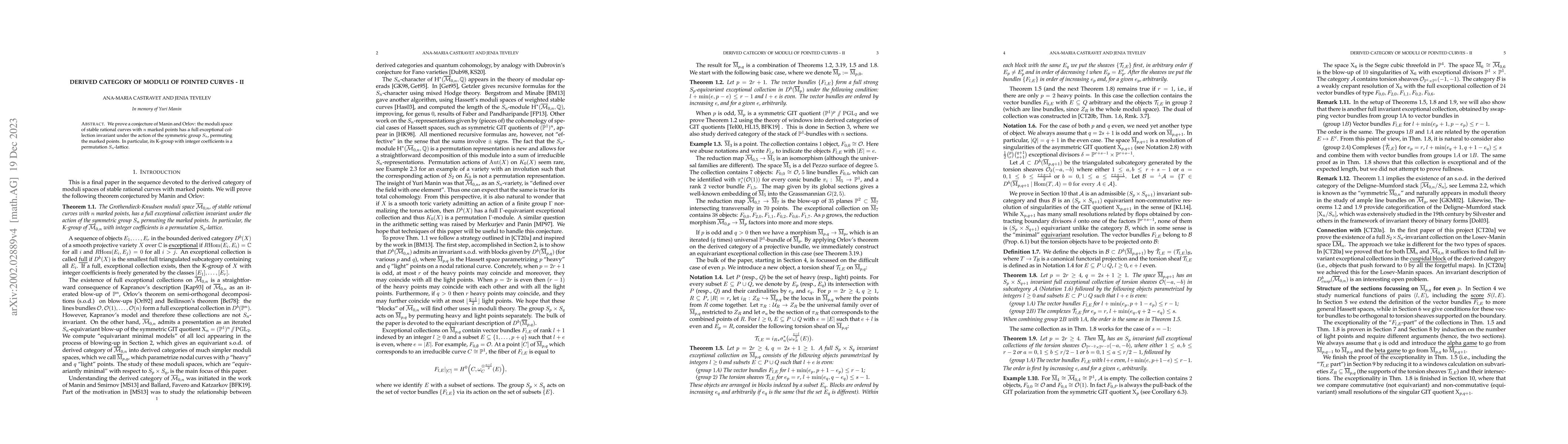 Thumbnail for Derived category of moduli of pointed curves -- II