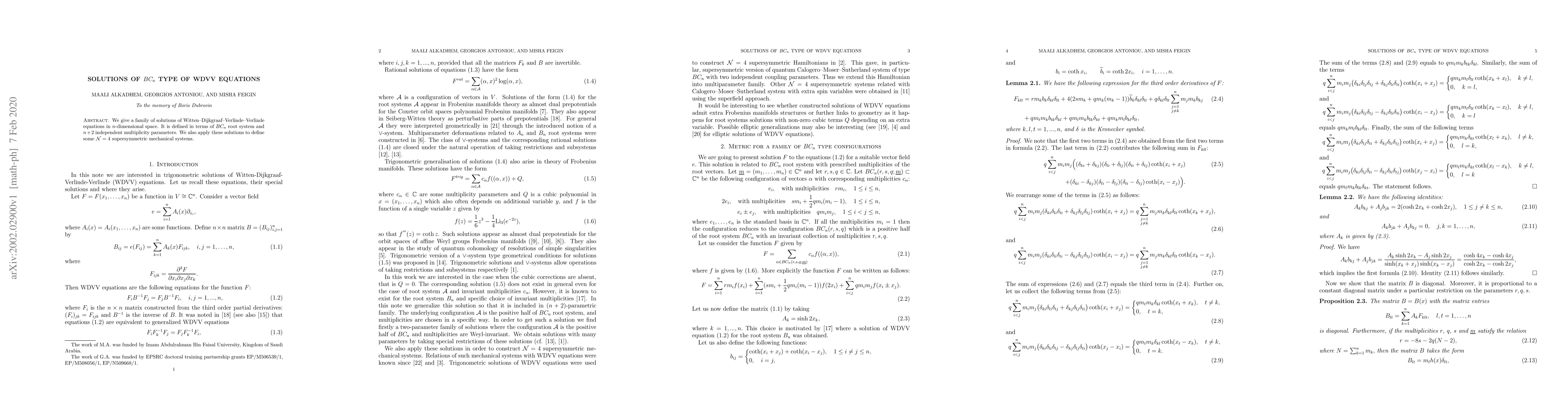 Thumbnail for Solutions of $BC_{n}$ Type of WDVV Equations
