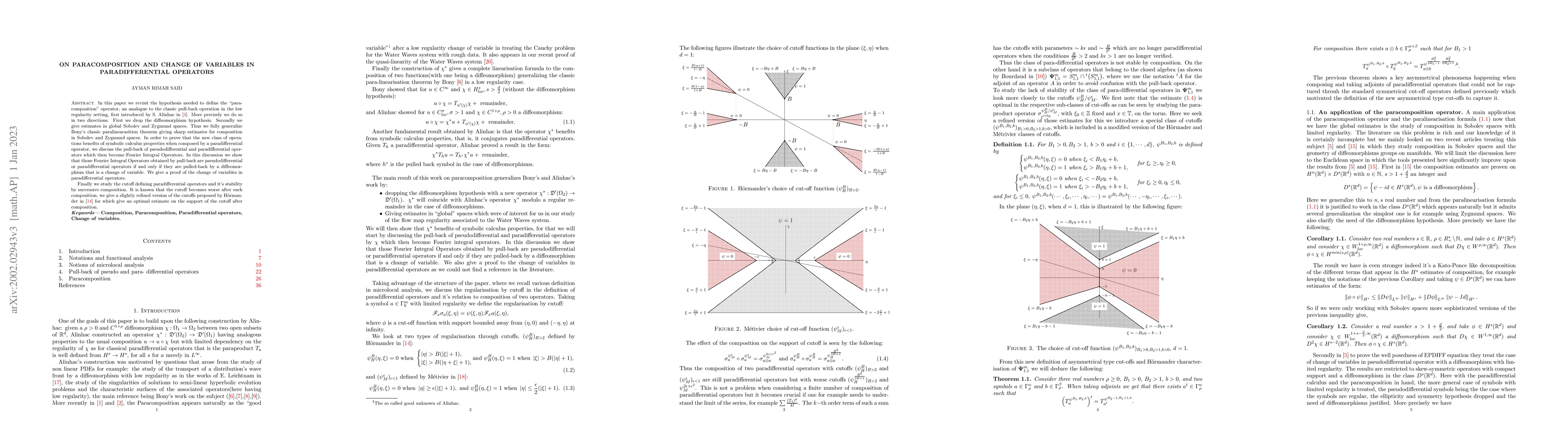 Thumbnail for On paracomposition and change of variables in Paradifferential operators