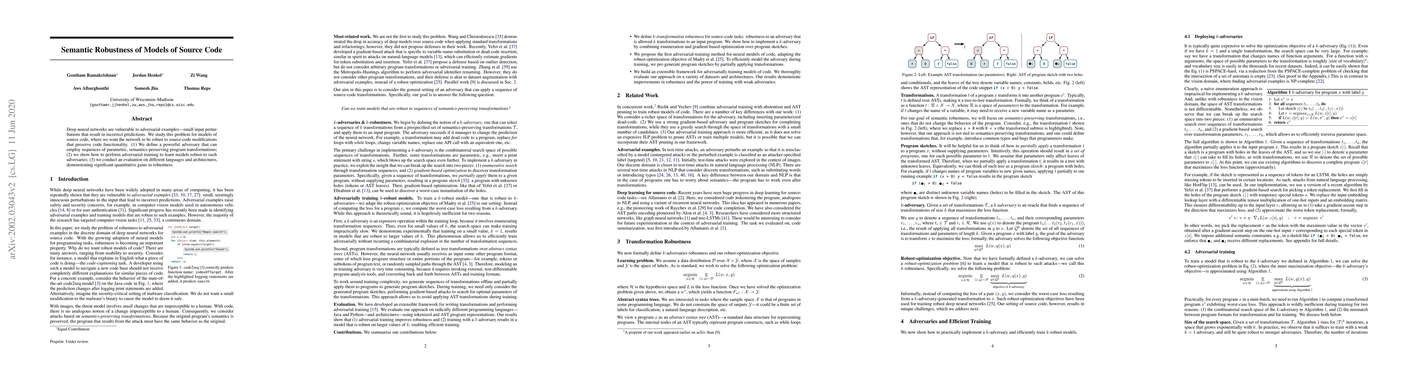 Thumbnail for Semantic Robustness of Models of Source Code