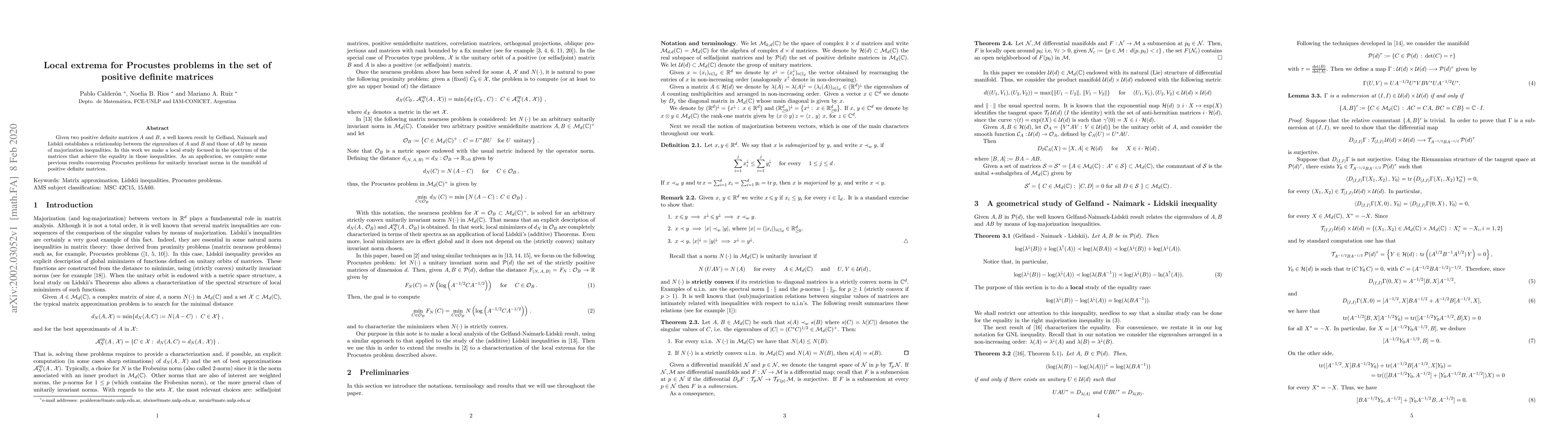 Thumbnail for Local extrema for Procustes problems in the set of positive definite
  matrices