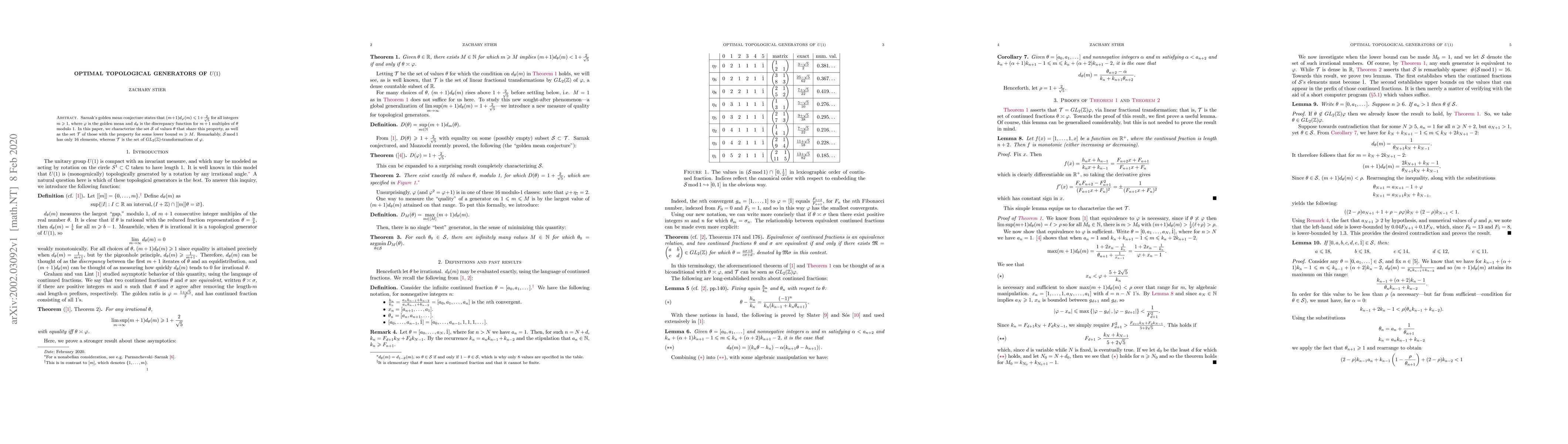 Thumbnail for Optimal topological generators of $U(1)$