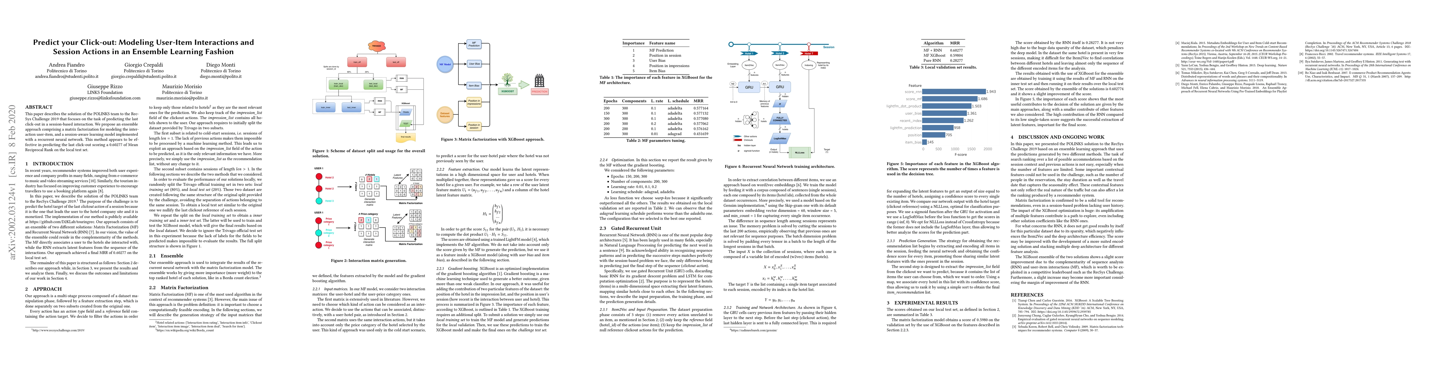 Thumbnail for Predict your Click-out: Modeling User-Item Interactions and Session
  Actions in an Ensemble Learning Fashion