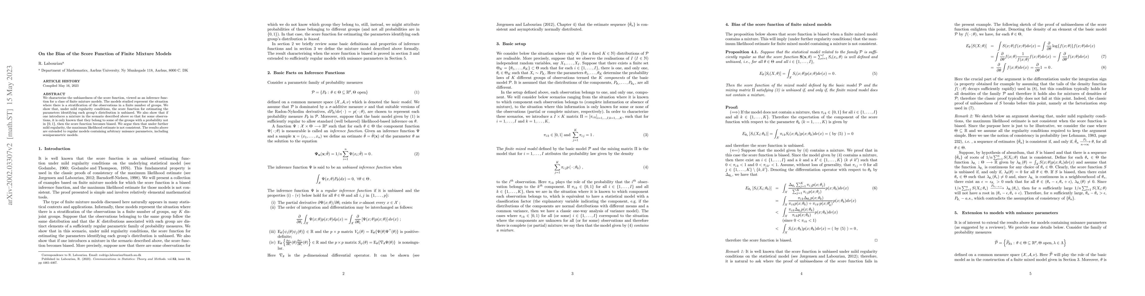 Thumbnail for On the Bias of the Score Function of Finite Mixture Models