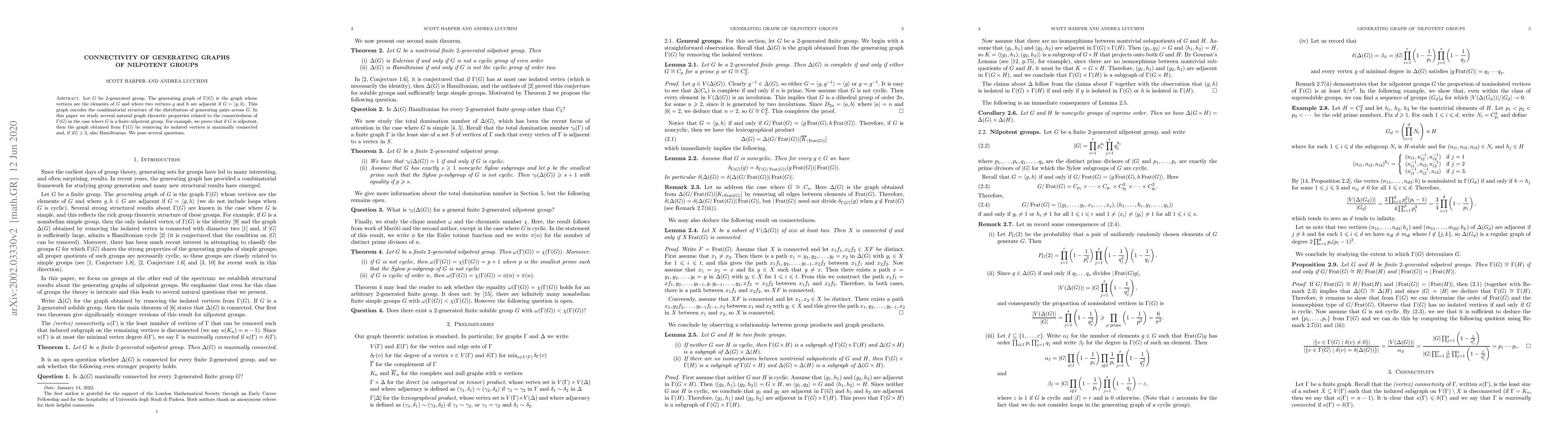 Thumbnail for Connectivity of generating graphs of nilpotent groups