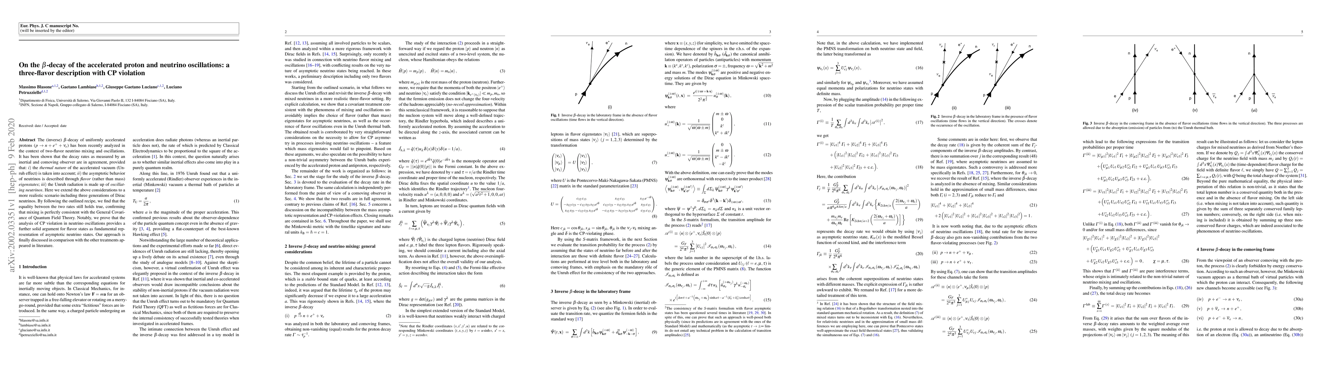 Thumbnail for On the beta-decay of the accelerated proton and neutrino oscillations: a
  three-flavor description with CP violation
