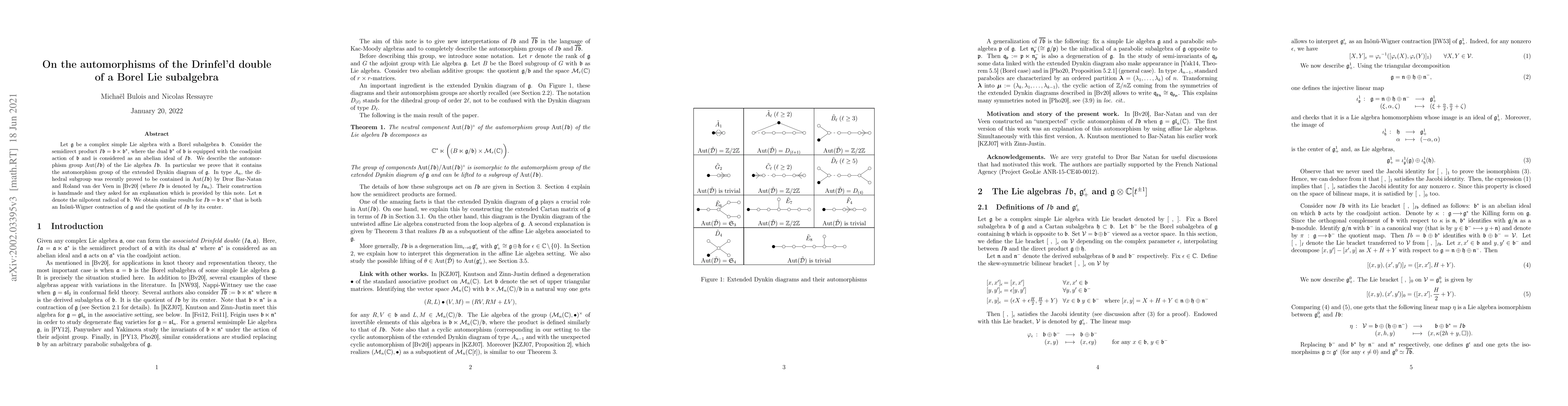 Thumbnail for On the automorphisms of the Drinfel'd double of a Borel Lie subalgebra