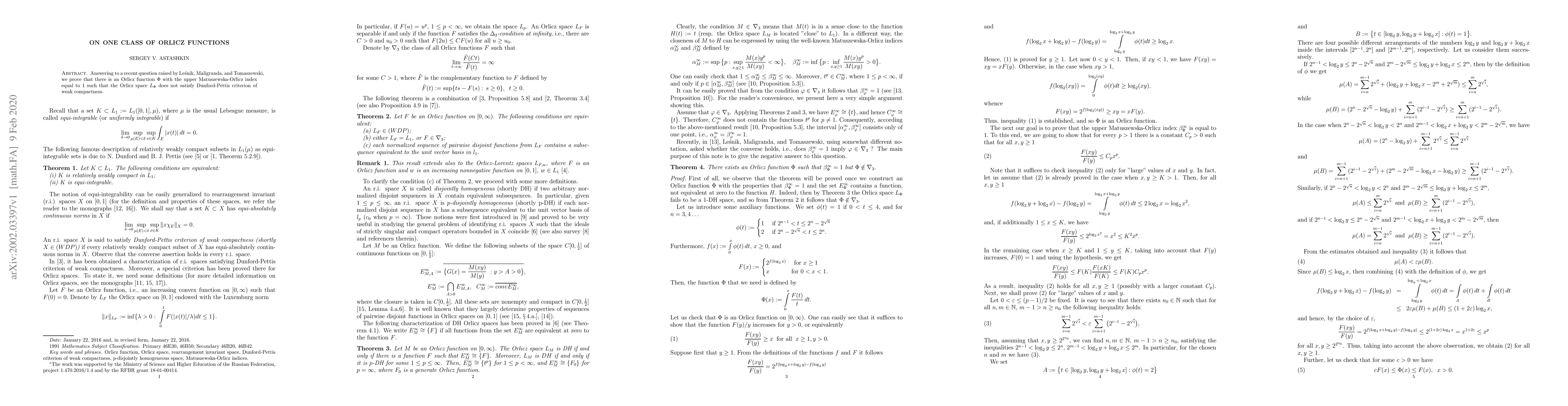Thumbnail for On one class of Orlicz functions