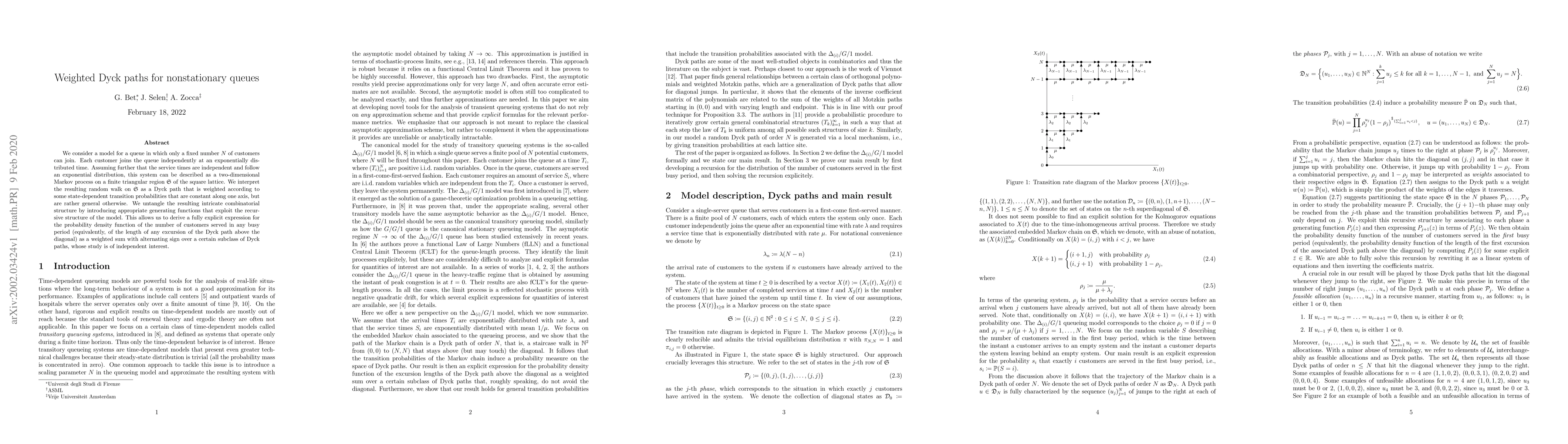 Thumbnail for Weighted Dyck paths for nonstationary queues