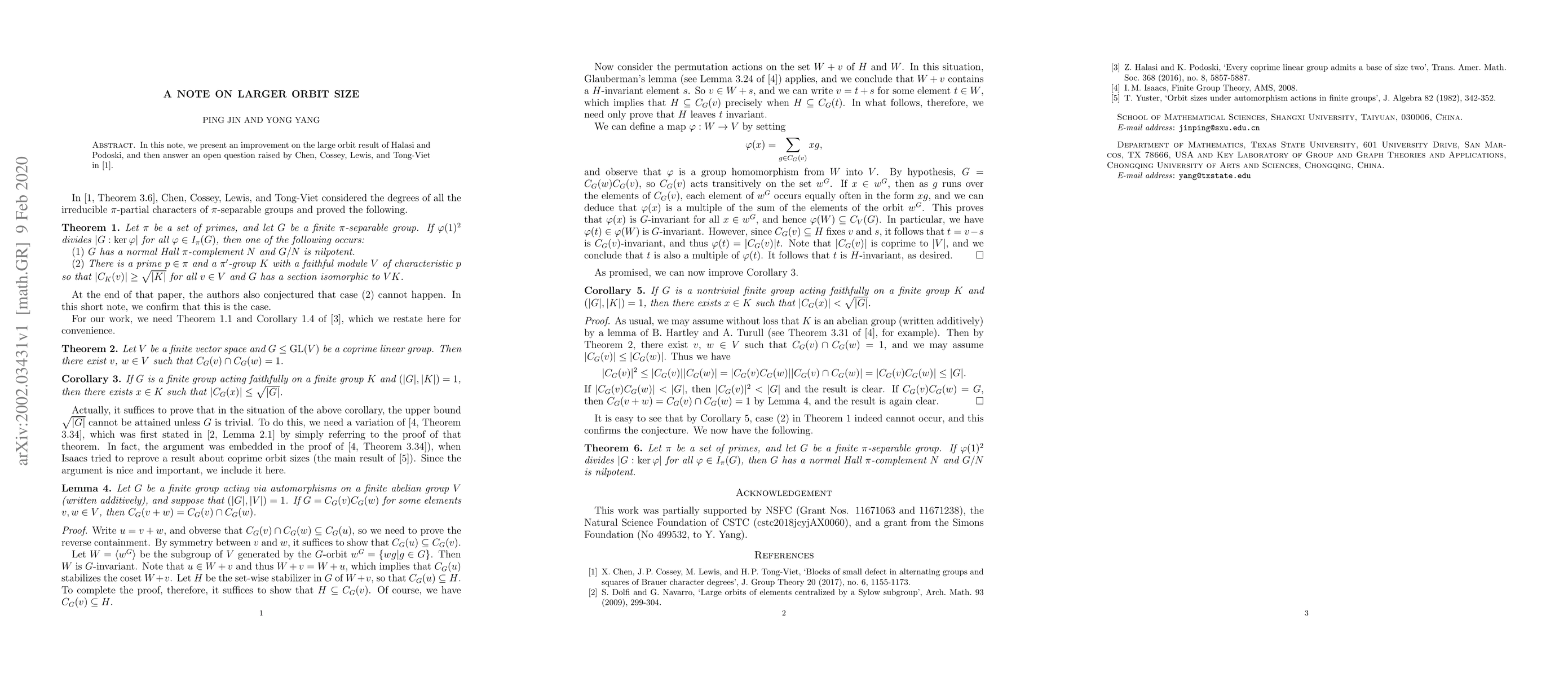 Thumbnail for A note on larger orbit size