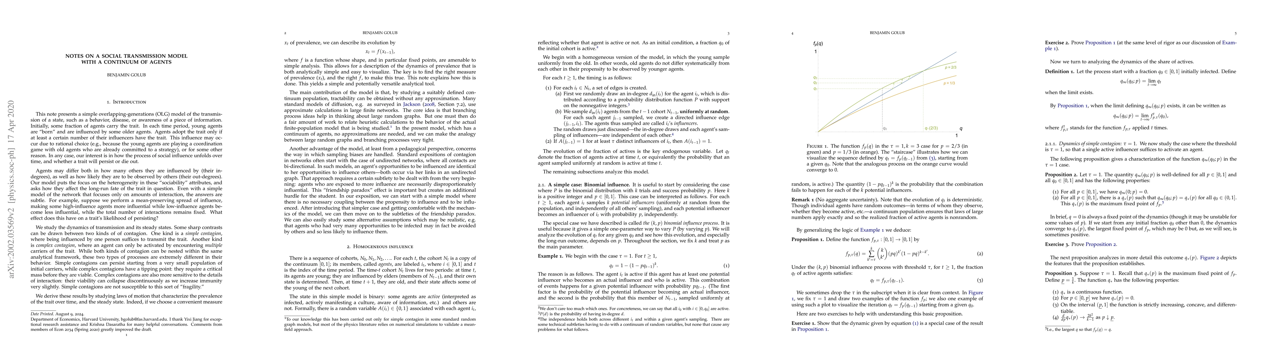 Thumbnail for Notes on a Social Transmission Model with a Continuum of Agents