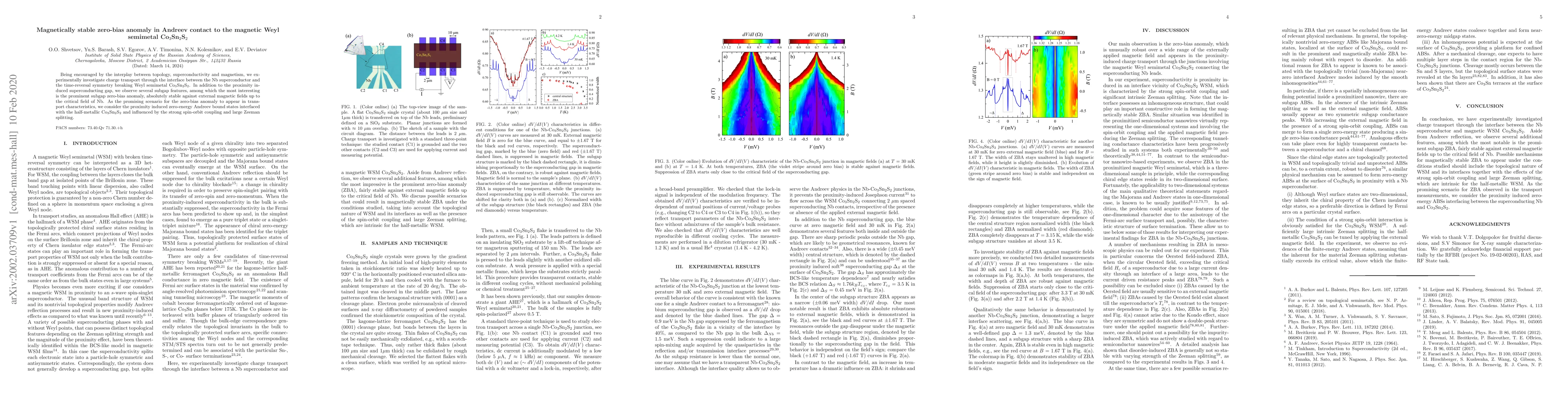 Thumbnail for Magnetically stable zero-bias anomaly in Andreev contact to the magnetic
  Weyl semimetal Co$_3$Sn$_2$S$_2$