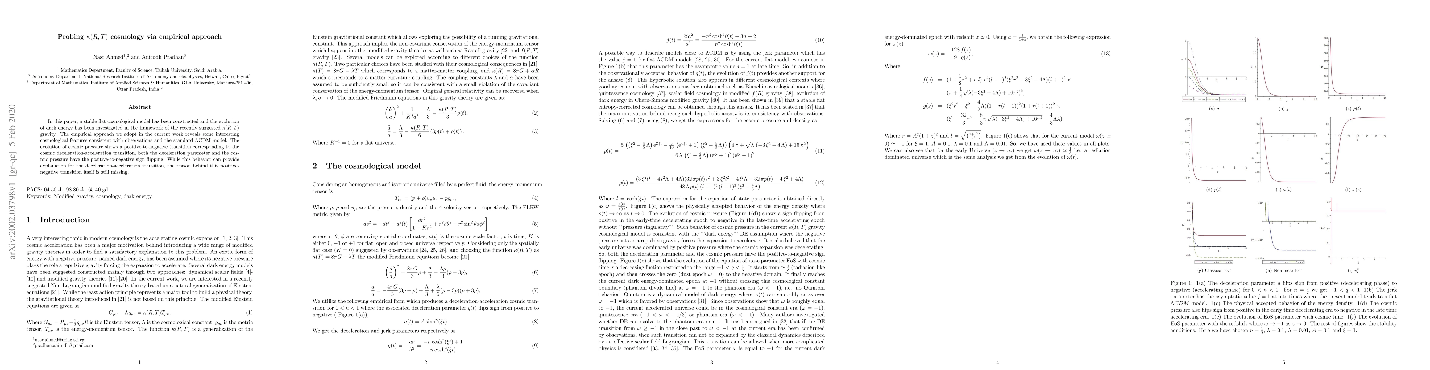 Thumbnail for Probing $\kappa(R,T)$ cosmology via empirical approach