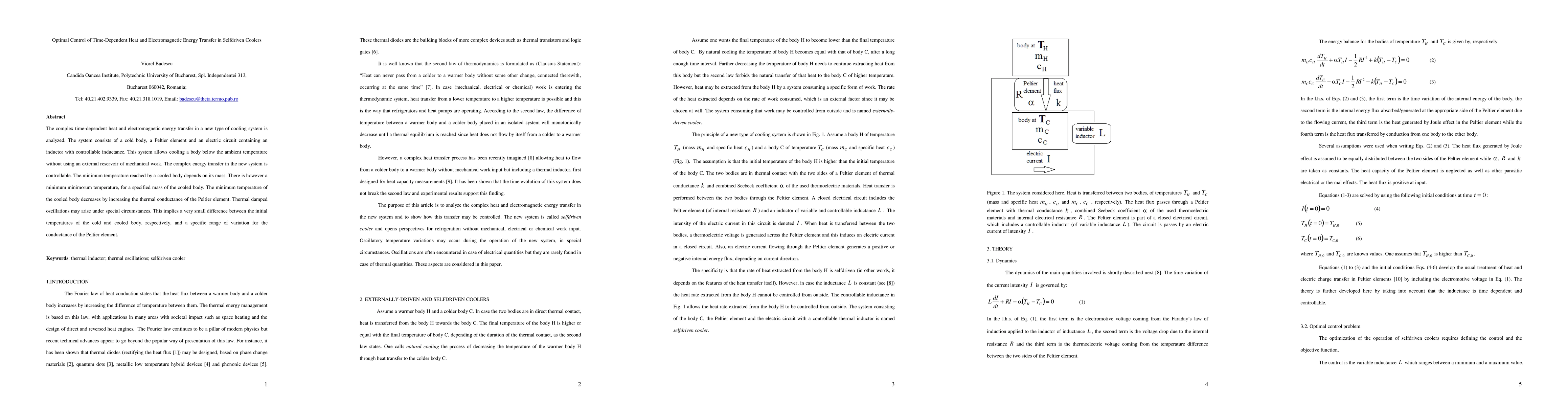 Thumbnail for Optimal Control of Time-Dependent Heat and Electromagnetic Energy
  Transfer in Selfdriven Coolers