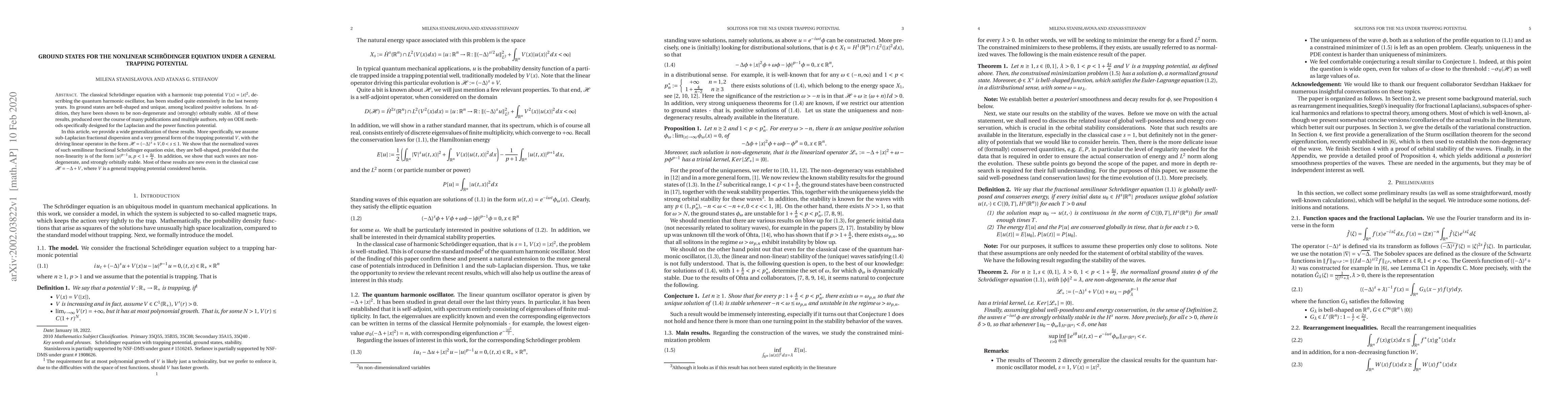 Thumbnail for Ground states for the nonlinear Schr\"odinger equation under a general
  trapping potential