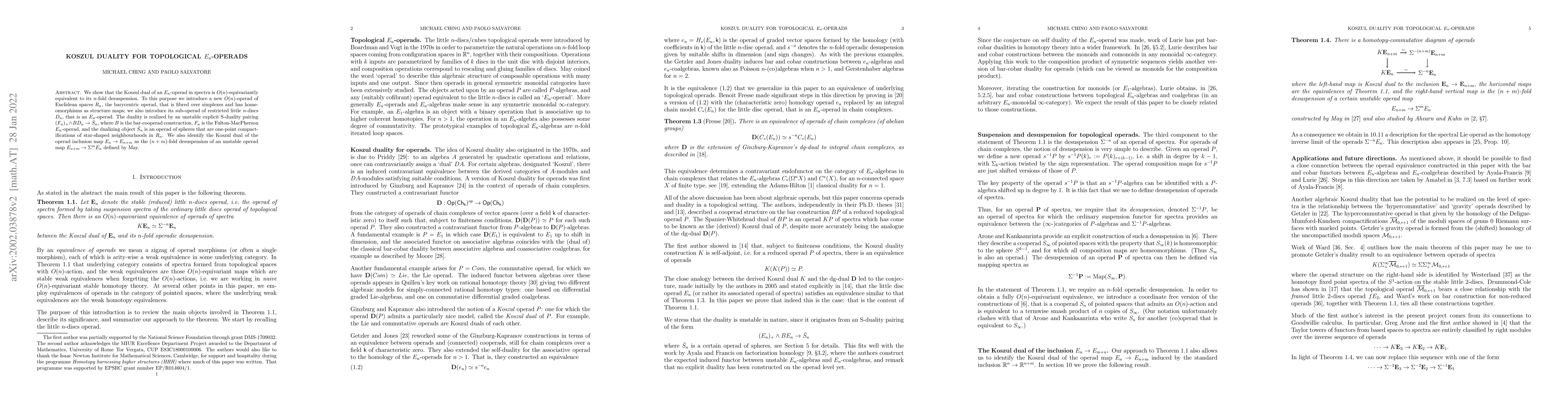 Thumbnail for Koszul duality for topological E_n-operads