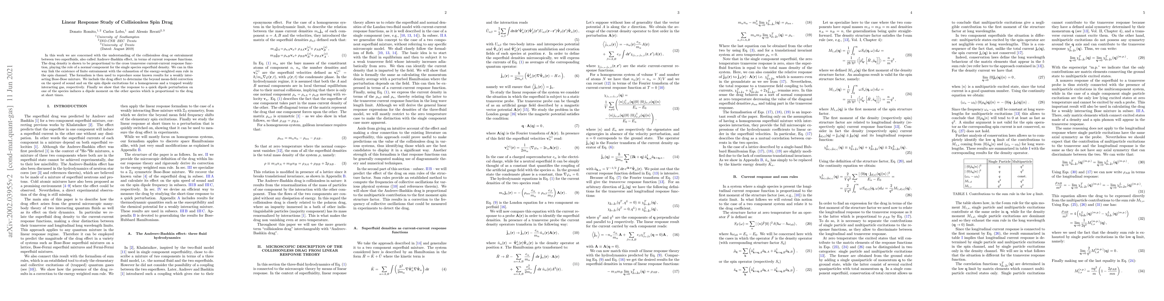 Thumbnail for Linear response study of collisionless spin drag