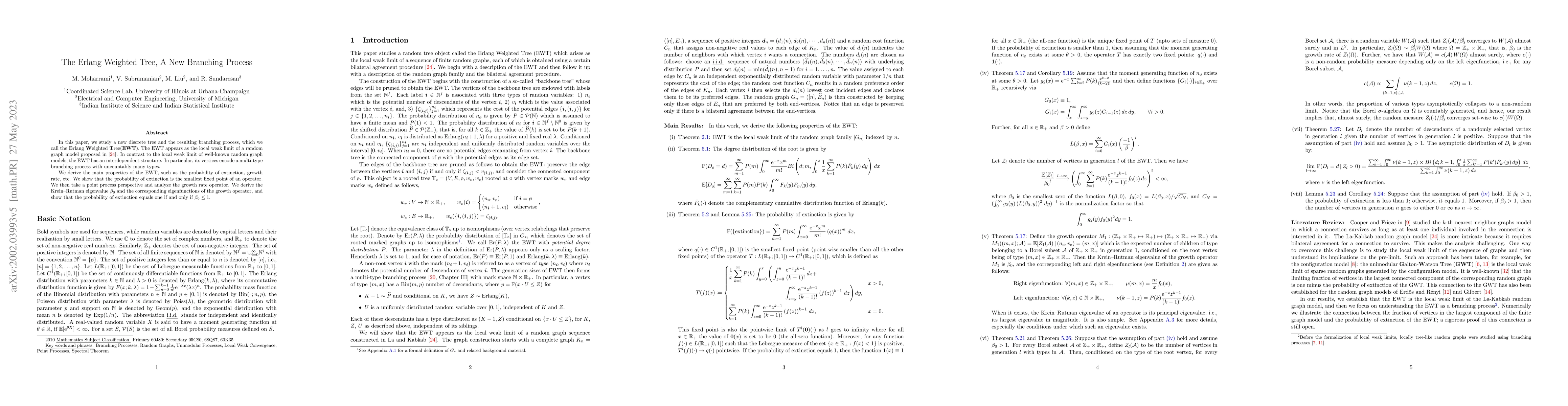 Thumbnail for The Erlang Weighted Tree, A New Branching Process