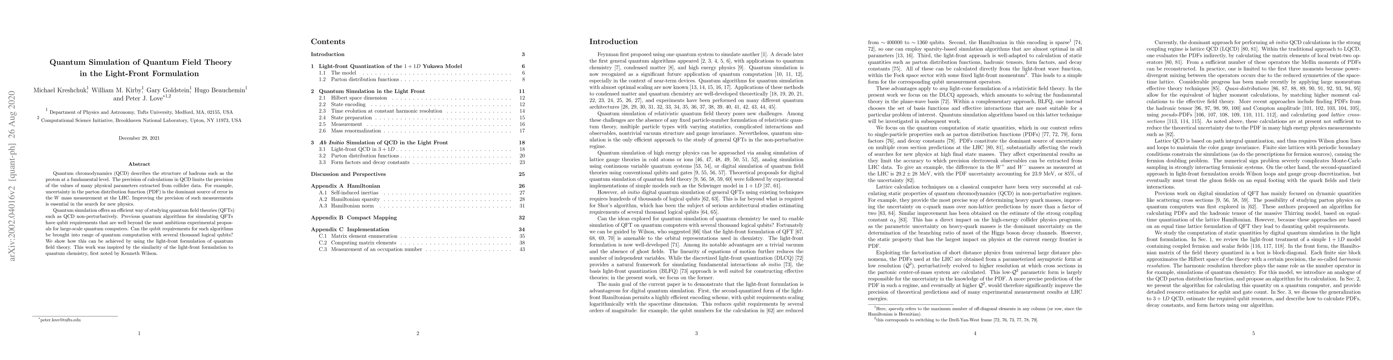 Thumbnail for Quantum Simulation of Quantum Field Theory in the Light-Front
  Formulation