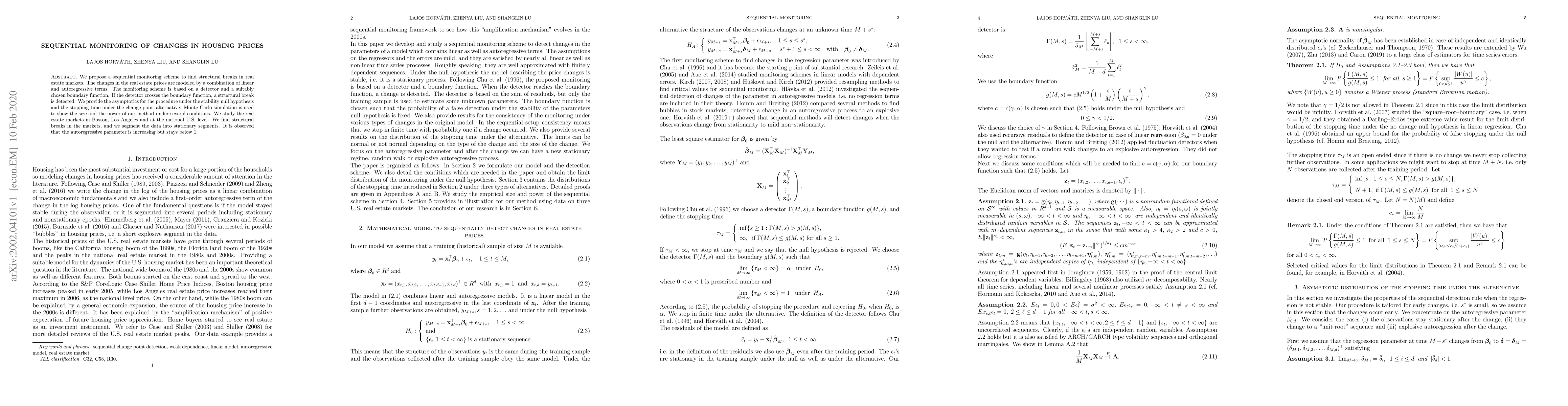 Thumbnail for Sequential Monitoring of Changes in Housing Prices