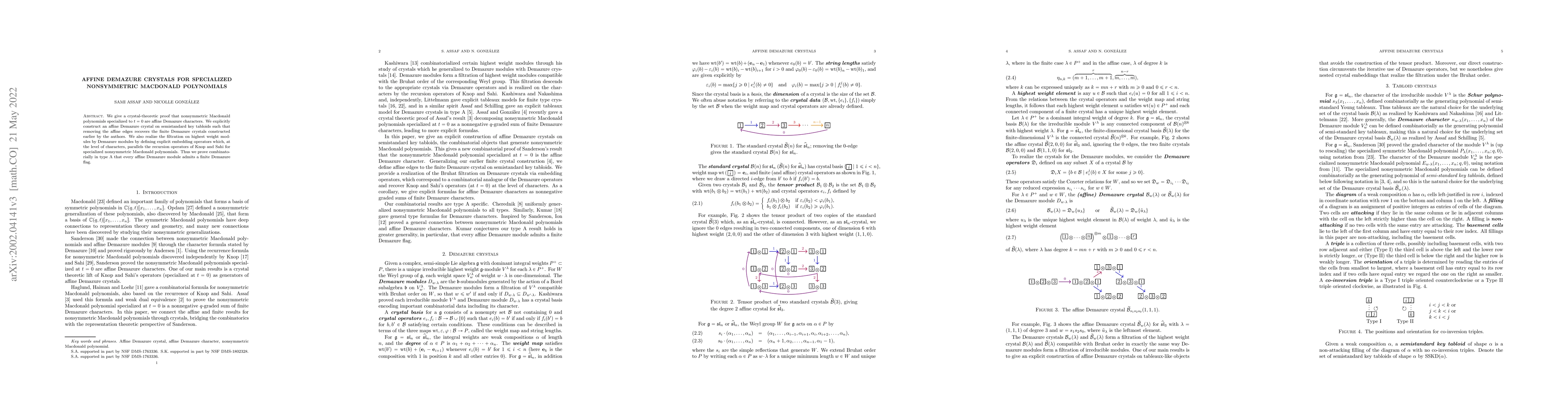 Thumbnail for Affine Demazure crystals for specialized nonsymmetric Macdonald
  polynomials