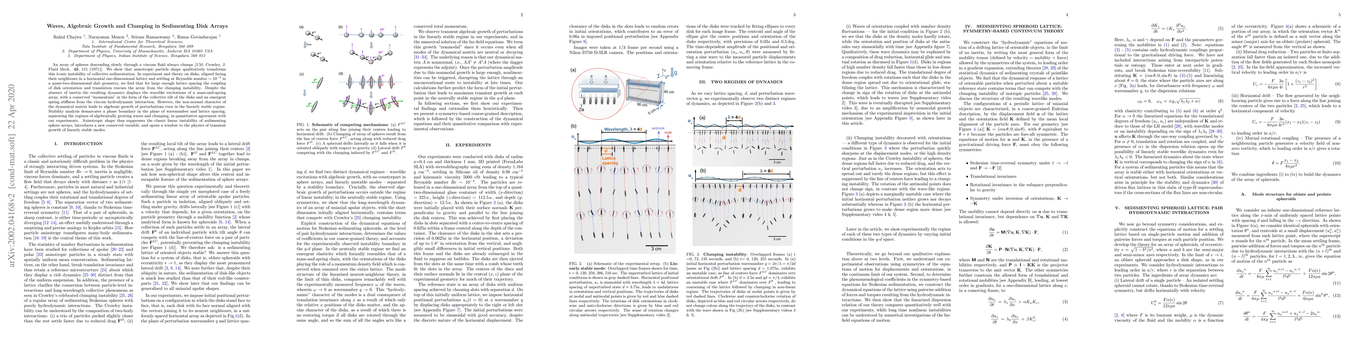 Thumbnail for Waves, Algebraic Growth and Clumping in Sedimenting Disk Arrays