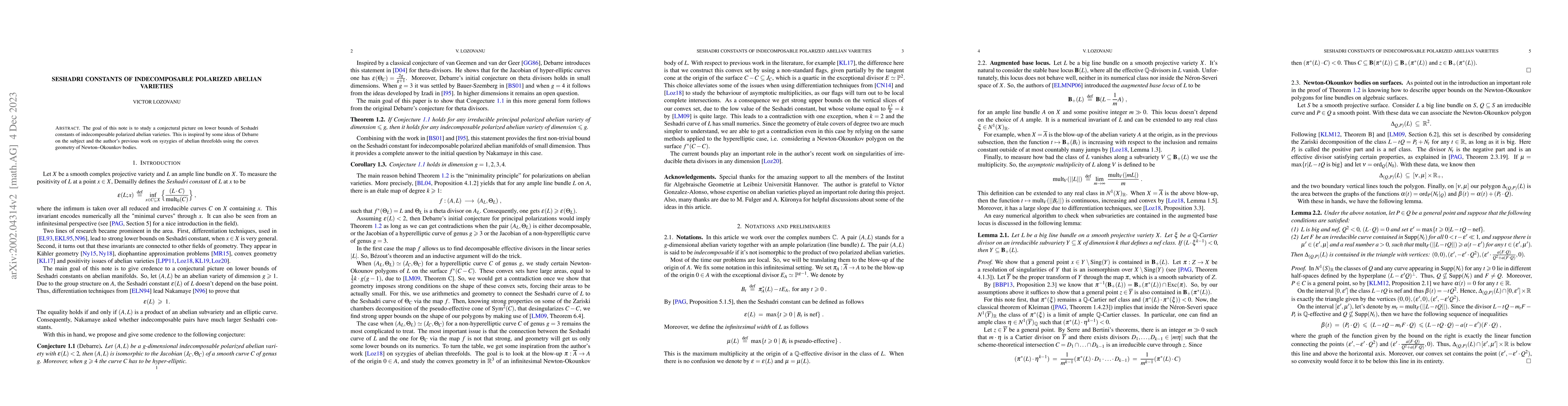 Thumbnail for Seshadri constants of indecomposable polarized abelian varieties
