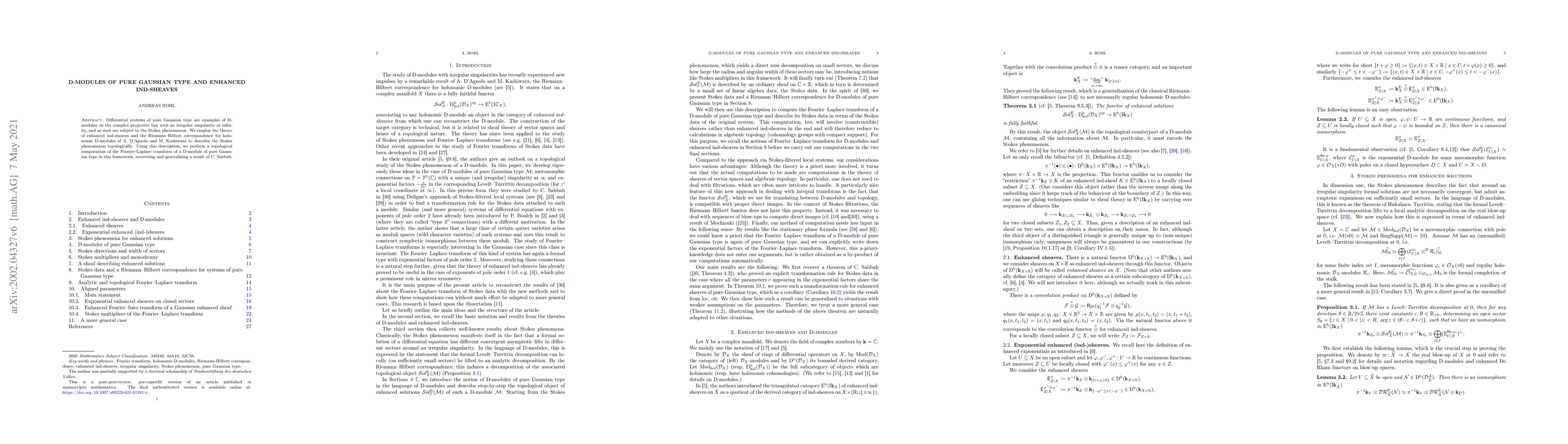 Thumbnail for D-modules of pure Gaussian type and enhanced ind-sheaves