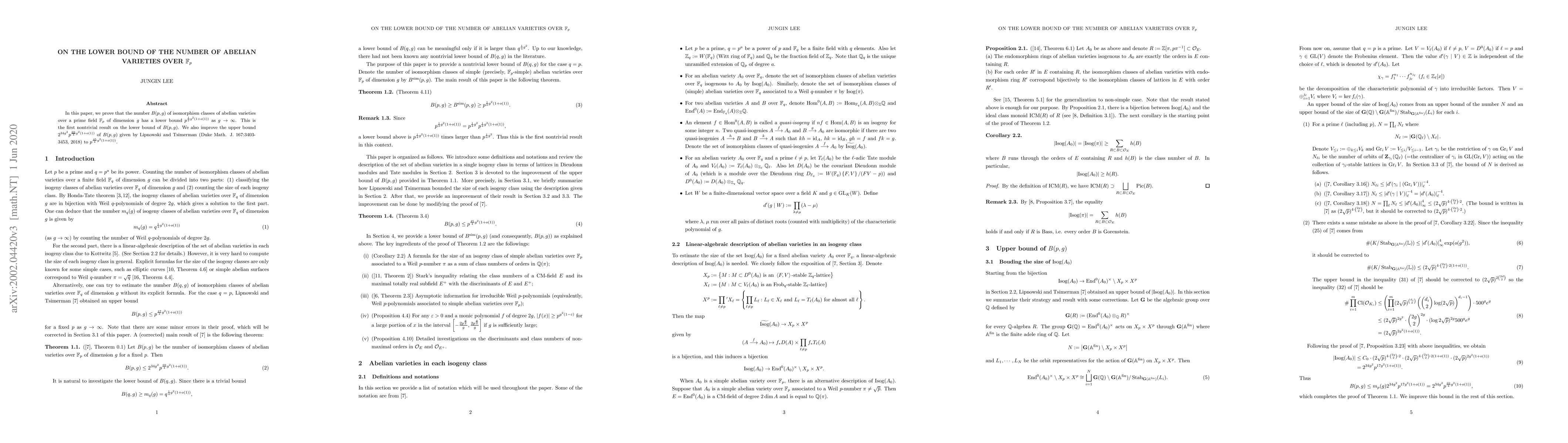 Thumbnail for On the lower bound of the number of abelian varieties over
  $\mathbb{F}_p$