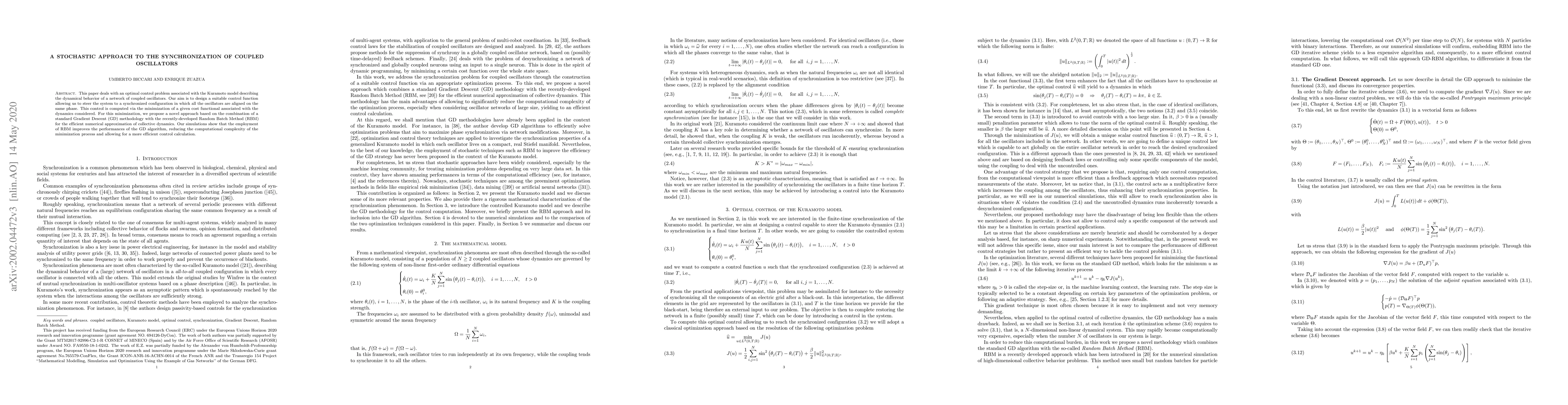 Thumbnail for A stochastic approach to the synchronization of coupled oscillators