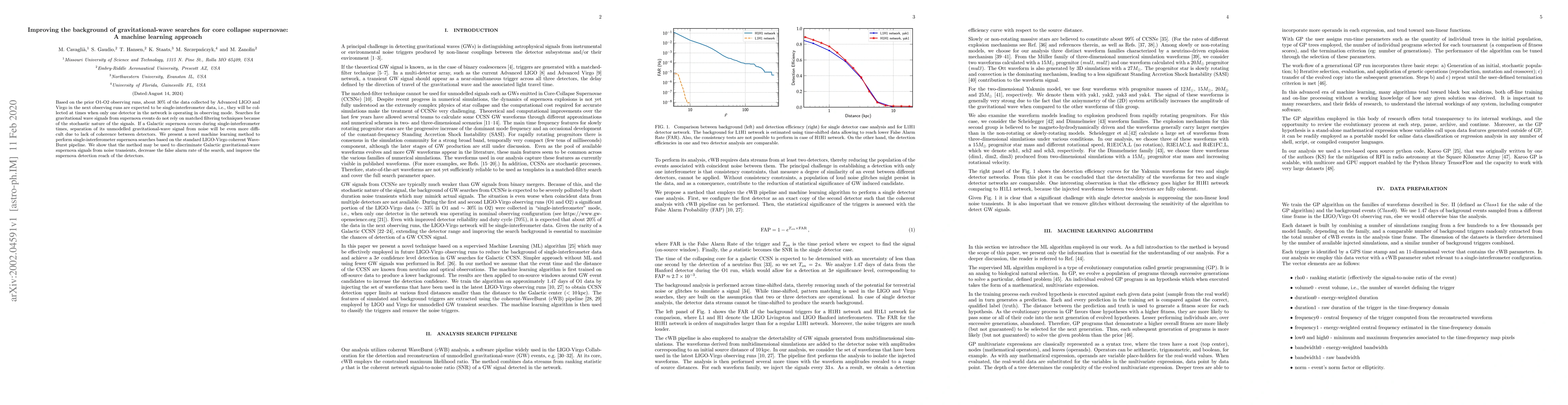 Thumbnail for Improving the background of gravitational-wave searches for core
  collapse supernovae: A machine learning approach