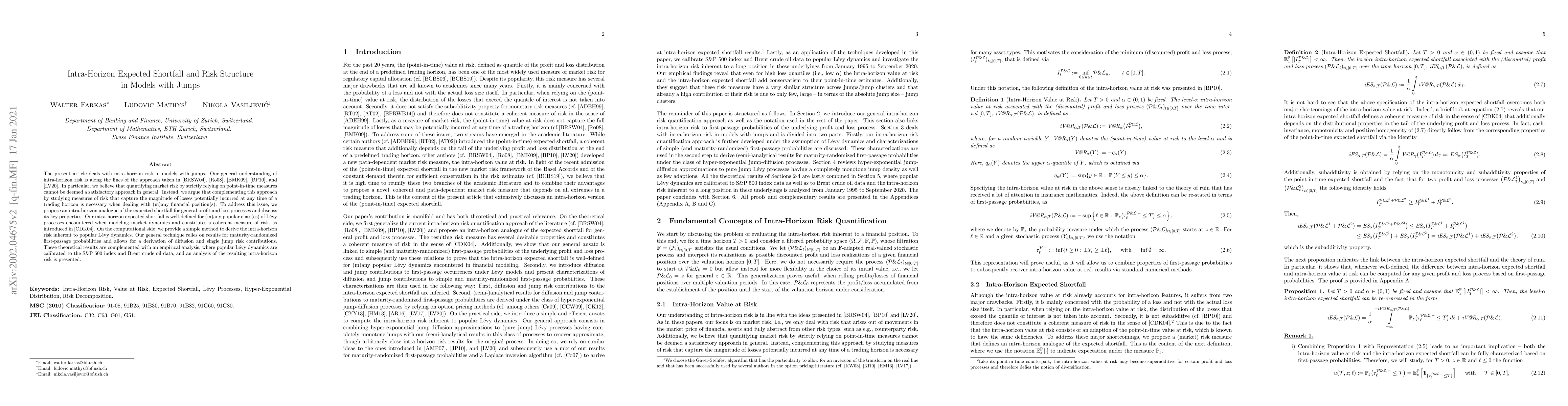 Thumbnail for Intra-Horizon Expected Shortfall and Risk Structure in Models with Jumps