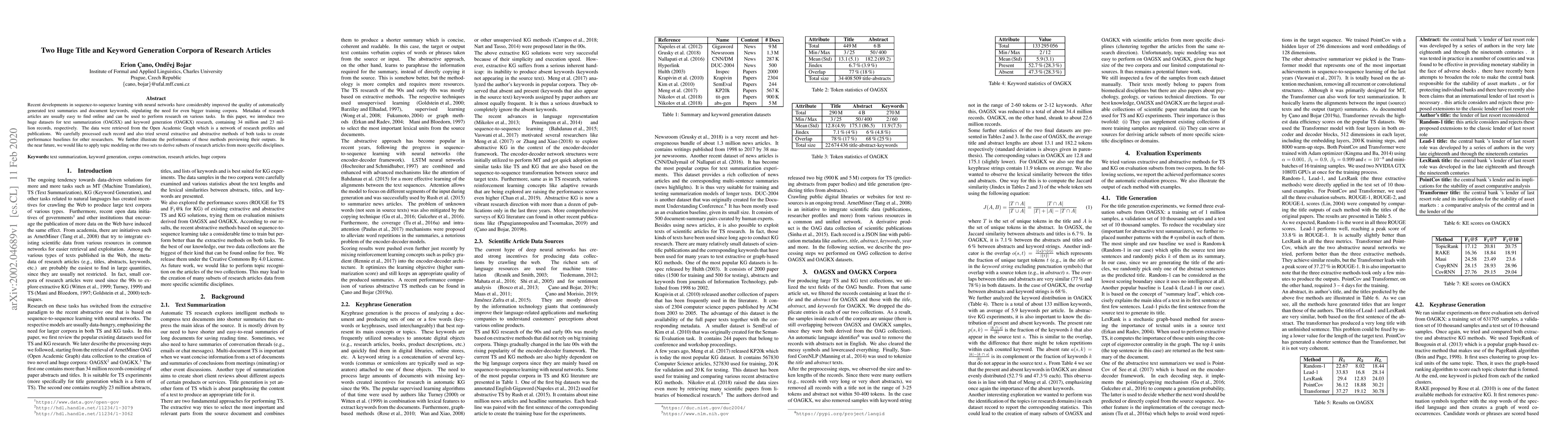 Thumbnail for Two Huge Title and Keyword Generation Corpora of Research Articles