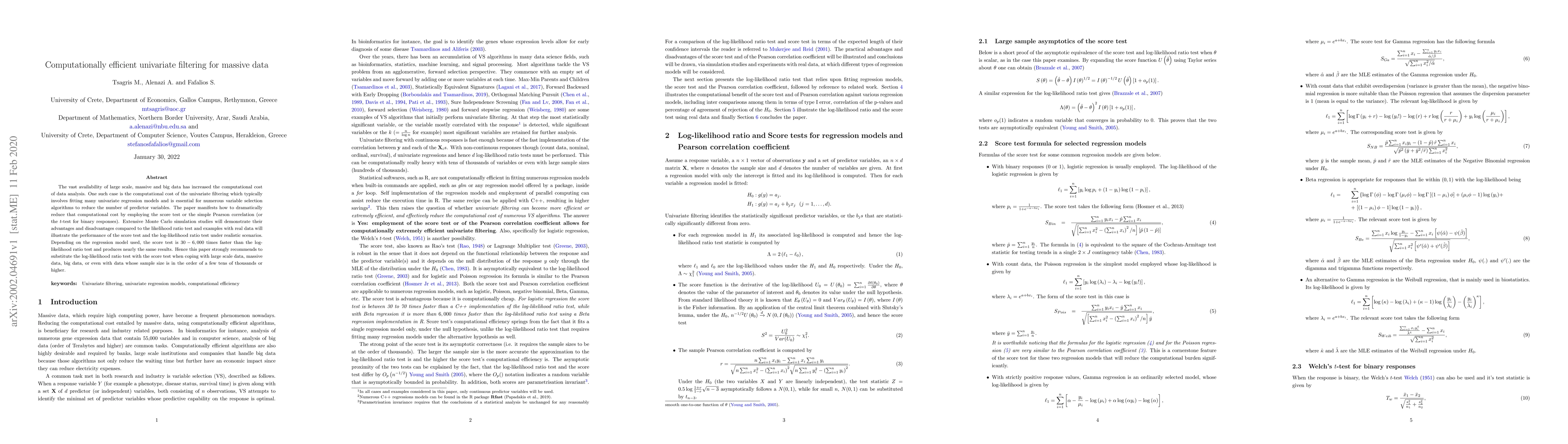 Thumbnail for Computationally efficient univariate filtering for massive data