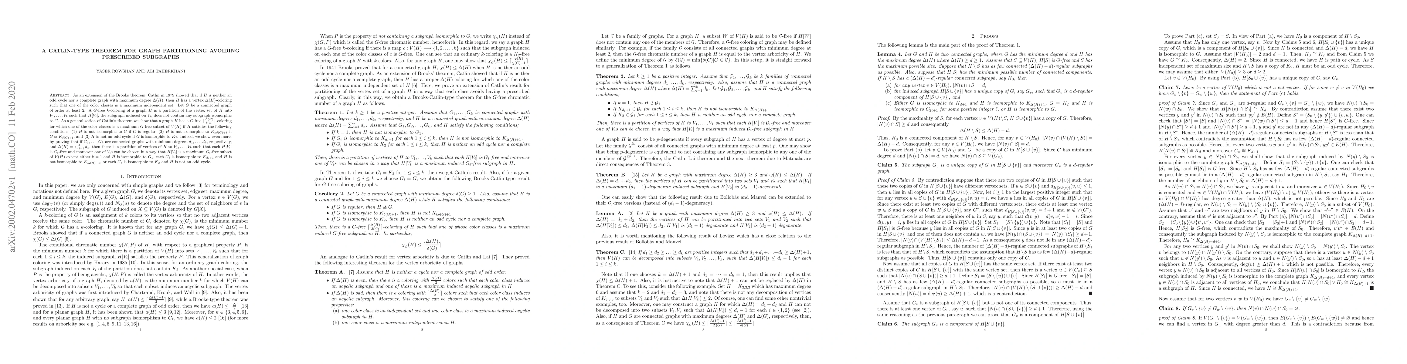 Thumbnail for A Catlin-type Theorem for Graph Partitioning Avoiding Prescribed
  Subgraphs