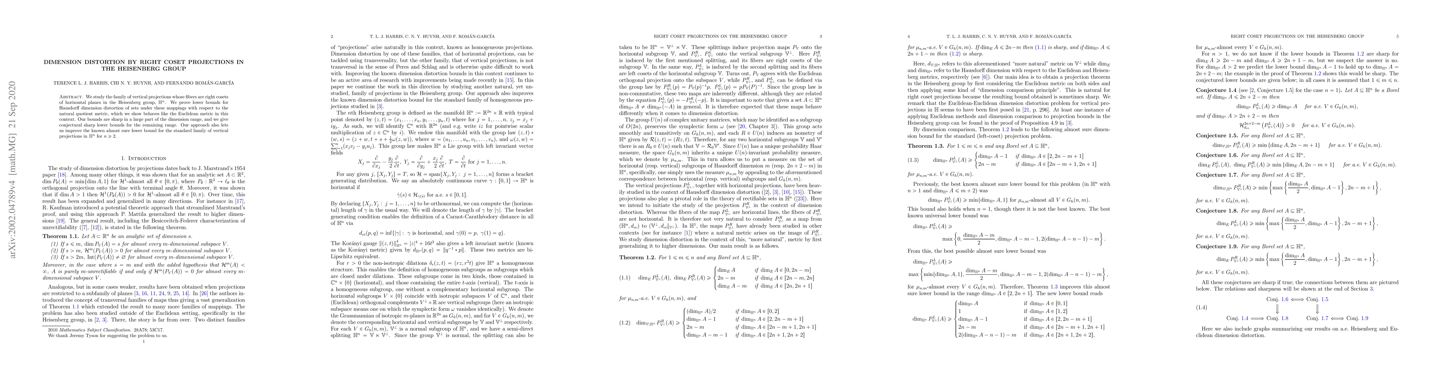 Thumbnail for Dimension Distortion by Right Coset Projections in the Heisenberg Group