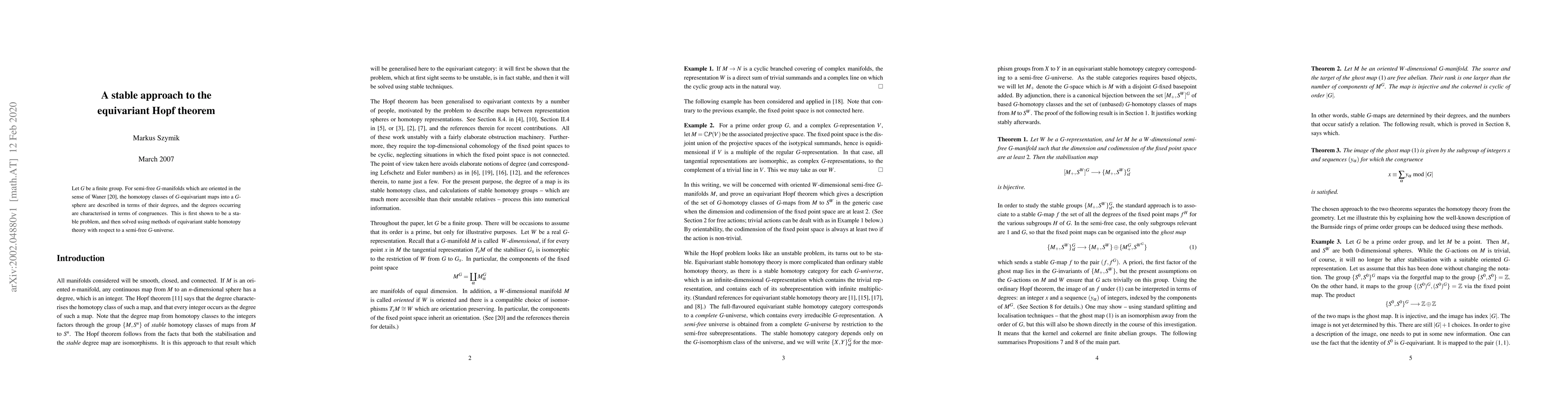 Thumbnail for A stable approach to the equivariant Hopf theorem