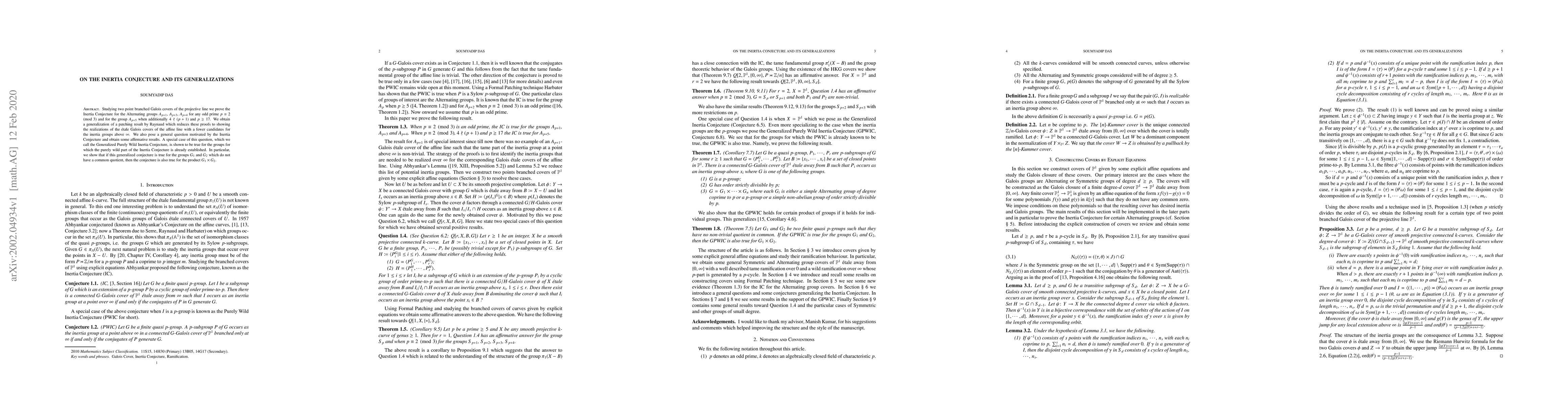 Thumbnail for On the Inertia Conjecture and its generalizations