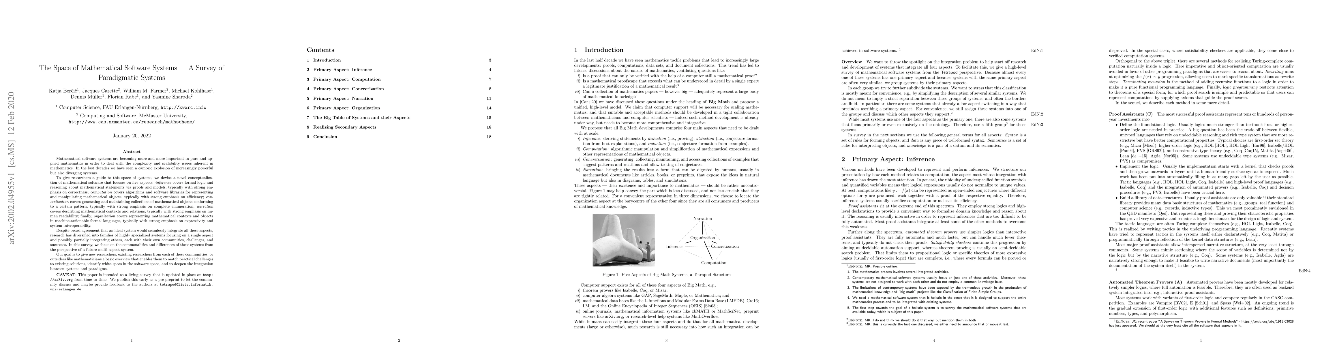 Thumbnail for The Space of Mathematical Software Systems -- A Survey of Paradigmatic
  Systems