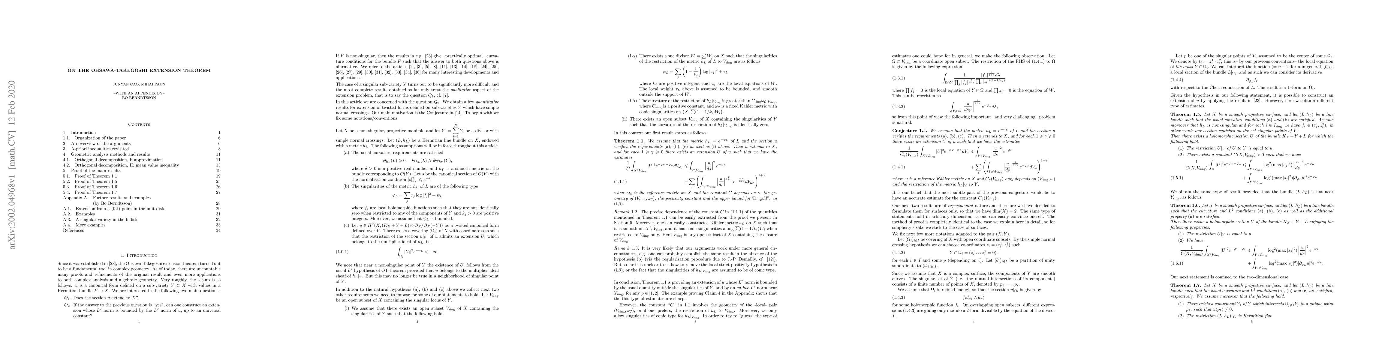 Thumbnail for On the Ohsawa-Takegoshi extension theorem