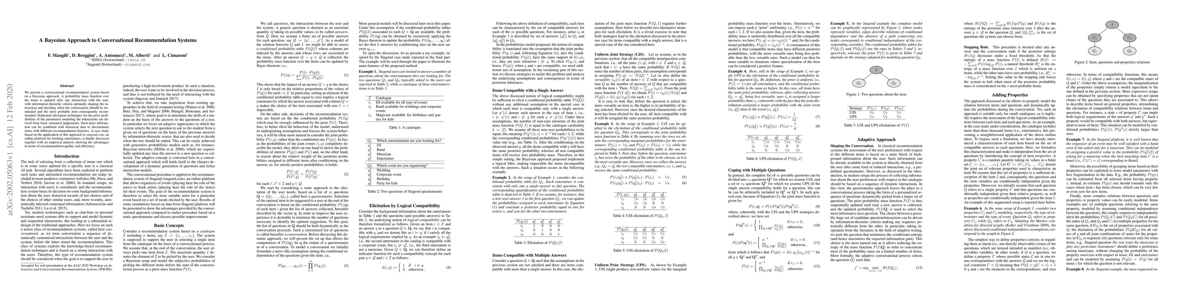 Thumbnail for A Bayesian Approach to Conversational Recommendation Systems