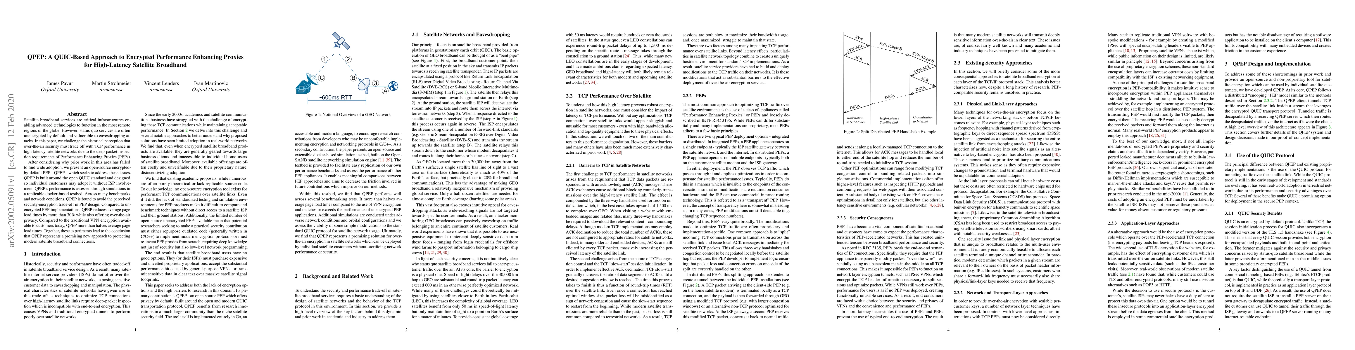Thumbnail for QPEP: A QUIC-Based Approach to Encrypted Performance Enhancing Proxies
  for High-Latency Satellite Broadband