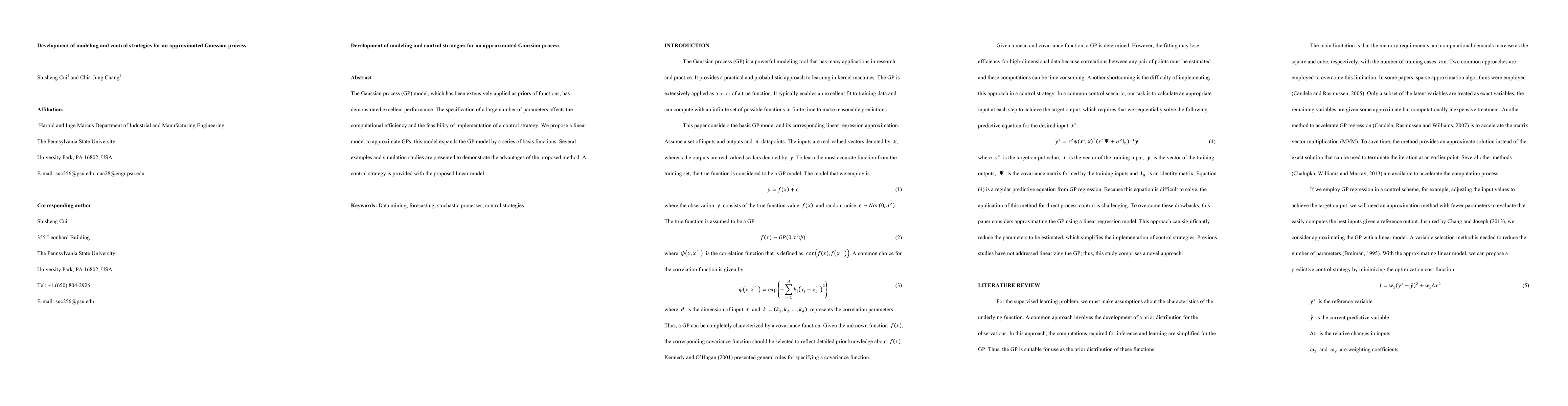 Thumbnail for Development of modeling and control strategies for an approximated
  Gaussian process