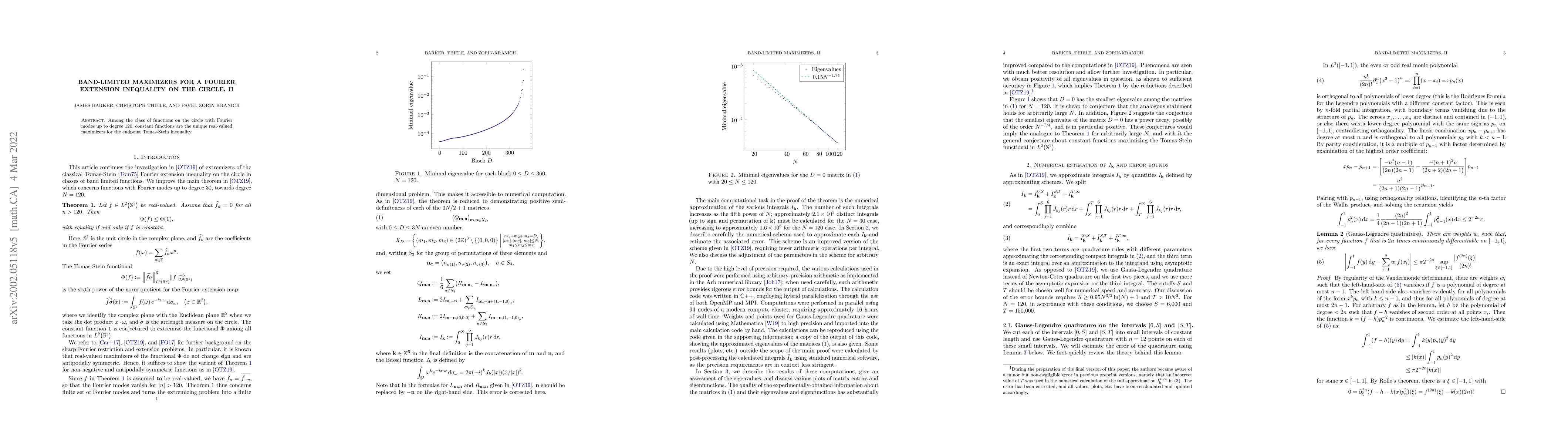 Thumbnail for Band-limited maximizers for a Fourier extension inequality on the
  circle, II